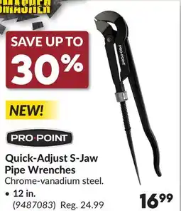 Princess Auto Quick-Adjust S-Jaw Pipe Wrenches offer