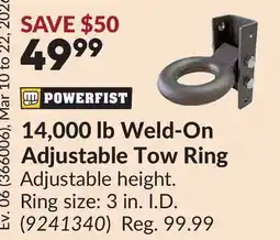 Princess Auto 14,000 lb Weld-On Adjustable Tow Ring offer