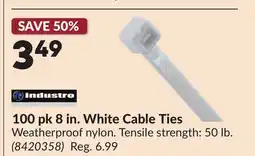 Princess Auto 100 pk 8 in. White Cable Ties offer