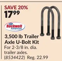 Princess Auto 3,500 lb Trailer Axle U-Bolt Kit offer