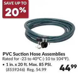 Princess Auto BE PVC Suction Hose Assemblies 1 in. x 20 ft. Max. 85 PSI offer