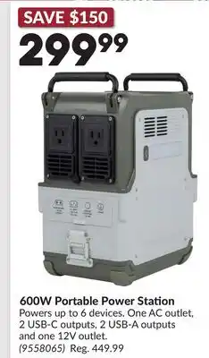Princess Auto 600W Portable Power Station offer