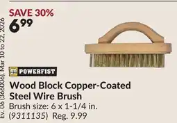 Princess Auto Wood Block Copper-Coated Steel Wire Brush offer