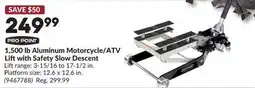 Princess Auto 1,500 lb Aluminum Motorcycle/ATV Liftwith Safety Slow Descent offer