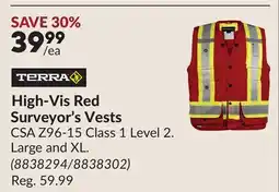 Princess Auto High-Vis Red Surveyor's Vests offer