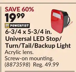 Princess Auto 6-3/4 x 5-3/4 in. Universal LED Stop/ Turn/Tail/Backup Light offer