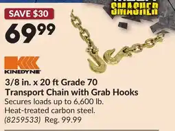 Princess Auto 3/8 in. x 20 ftGrade 70 Transport Chain with Grab Hooks offer