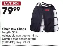 Princess Auto Chainsaw Chaps offer