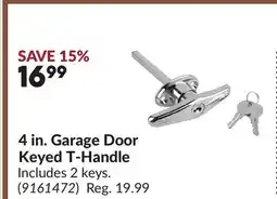 Princess Auto 4 in. Garage Door Keyed T-Handle offer