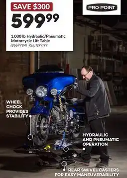 Princess Auto 1,000 lb Hydraulic/Pneumatic Motorcycle LiftTable offer