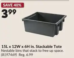 Princess Auto 15L x 12W x 6H in. Stackable Tote offer