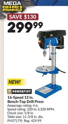 Princess Auto 16-Speed 13 in. Bench-Top Drill Press offer