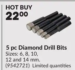 Princess Auto 5 pc Diamond Drill Bits offer