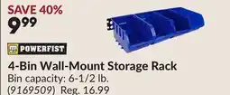 Princess Auto POWERFIST 4-Bin Wall-Mount Storage Rack offer