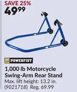 Princess Auto Motorcycle Swing-Arm Rear Stand offer