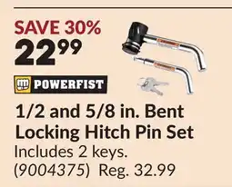 Princess Auto 1/2 and 5/8 in. Bent Locking Hitch Pin Set offer