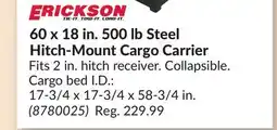 Princess Auto ERICKSON 60 x 18 in. 500 lb Steel Hitch-Mount Cargo Carrier offer