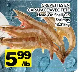Supermarché PA CREVETTES EN CARAPACE AVEC TÊTE | Head-On Shell-On Shrimps offer