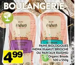 Supermarché PA BOULANGERIE PAINS BIOLOGIQUES INEWA (KAMUT, BRIOCHÉ OU PAIN AUX RAISINS) | Organic Breads offer