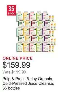 Costco Pulp & Press 5-day Organic Cold-Pressed Juice Cleanse, 35 bottles offer