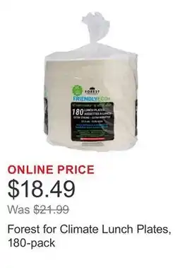 Costco Forest for Climate Lunch Plates, 180-pack offer