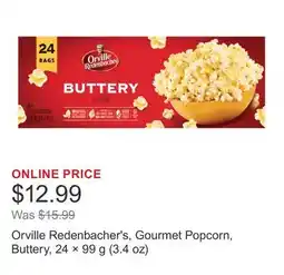 Costco Orville Redenbacher's, Gourmet Popcorn, Buttery, 24 × 99 g (3.4 oz) offer