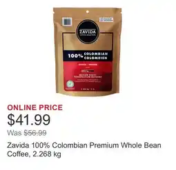 Costco Zavida 100% Colombian Premium Whole Bean Coffee offer