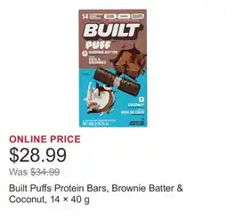 Costco Built Puffs Protein Bars, Brownie Batter & Coconut, 14 × offer