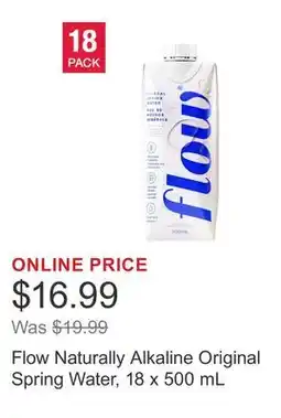 Costco Flow Naturally Alkaline Original Spring Water offer