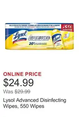 Costco Lysol Advanced Disinfecting Wipes, 550 Wipes offer