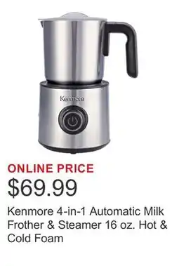 Costco Kenmore 4-in-1 Automatic Milk Frother & Steamer 16 oz. Hot & Cold Foam offer