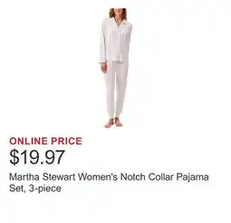Costco Martha Stewart Women's Notch Collar Pajama Set, 3-piece offer