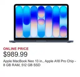 Costco Apple MacBook Neo 13 in., Apple A18 Pro Chip - 8 GB RAM, 512 GB SSD offer