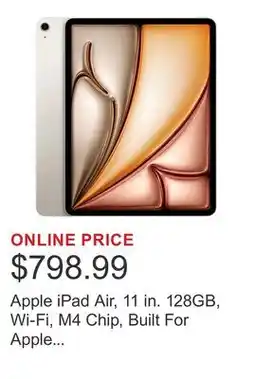 Costco Apple iPad Air, 11 in. 128GB, Wi-Fi, M4 Chip, Built For Apple Intelligence offer