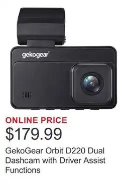 Costco GekoGear Orbit D220 Dual Dashcam with Driver Assist Functions offer