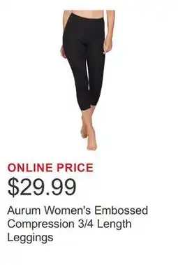 Costco Aurum Women's Embossed Compression 3/4 Length Leggings offer