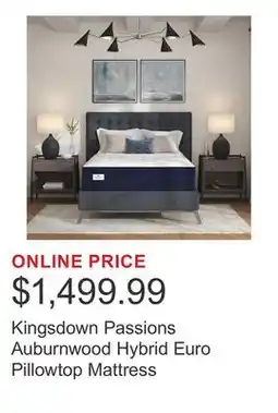 Costco Kingsdown Passions Auburnwood Hybrid Euro Pillowtop Mattress offer