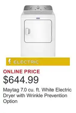 Costco Maytag 7.0 cu. ft. White Electric Dryer with Wrinkle Prevention Option offer