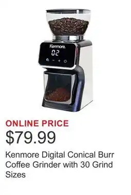 Costco Kenmore Digital Conical Burr Coffee Grinder with 30 Grind Sizes offer