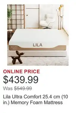 Costco Lila Ultra Comfort 25.4 cm (10 in.) Memory Foam Mattress offer