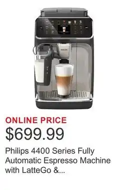 Costco Philips 4400 Series Fully Automatic Espresso Machine with LatteGo & Iced Coffee offer