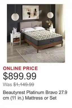 Costco Beautyrest Platinum Bravo 27.9 cm (11 in.) Mattress or Set offer
