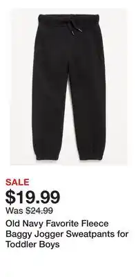 Old Navy Old Navy Favorite Fleece Baggy Jogger Sweatpants for Toddler Boys offer
