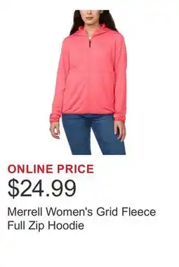 Costco Merrell Women's Grid Fleece Full Zip Hoodie offer
