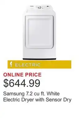 Costco Samsung 7.2 cu ft. White Electric Dryer with Sensor Dry offer