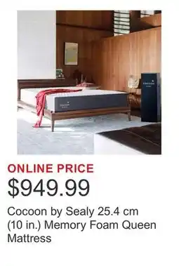 Costco Cocoon by Sealy 25.4 cm (10 in.) Memory Foam Queen Mattress offer
