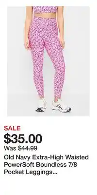 Old Navy Old Navy Extra-High Waisted PowerSoft Boundless 7/8 Pocket Leggings – No Front Seam offer