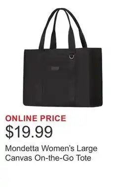 Costco Mondetta Women's Large Canvas On-the-Go Tote offer