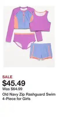 Old Navy Old Navy Zip Rashguard Swim 4-Piece for Girls offer