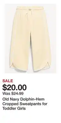 Old Navy Old Navy Dolphin-Hem Cropped Sweatpants for Toddler Girls offer